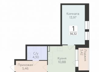 Продается 1-ком. квартира, 36.3 м2, Воронеж, улица 45-й Стрелковой Дивизии, 259/27, Коминтерновский район