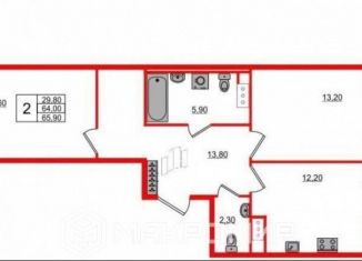 Продажа 2-ком. квартиры, 65.2 м2, Санкт-Петербург, Манчестерская улица, 5к1, метро Удельная