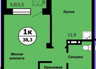 Продаю 1-комнатную квартиру, 38.3 м2, Красноярск, улица Лесников, 41Б