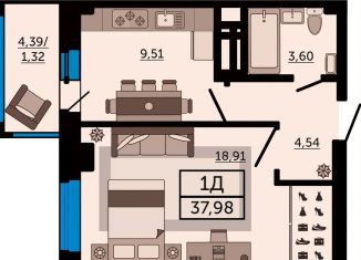 Продажа 1-комнатной квартиры, 38 м2, Ростов-на-Дону