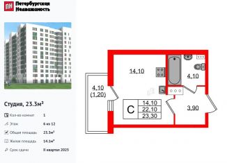 Продажа квартиры студии, 23.3 м2, Санкт-Петербург