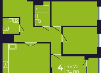 Продам 1-ком. квартиру, 76.5 м2, Уфа, Ленинский район