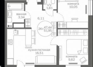 Продаю 2-ком. квартиру, 52 м2, деревня Патрушева, улица Александра Пушкина, 16