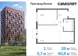 1-комнатная квартира на продажу, 40.8 м2, Московская область, Каширское шоссе - Молоково - Андреевское