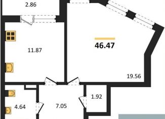 Продам 1-ком. квартиру, 46.5 м2, Воронеж