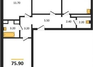 Продажа трехкомнатной квартиры, 75.9 м2, Воронеж, Левобережный район, улица Шидловского, 28