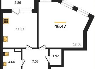 Продам 1-ком. квартиру, 46.5 м2, Воронеж