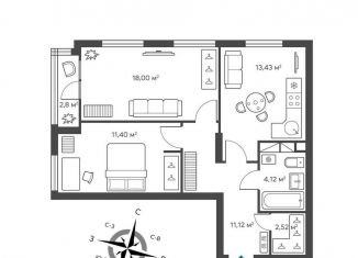 Продается 2-ком. квартира, 64.3 м2, Нижний Новгород