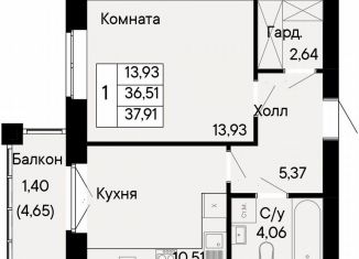 Однокомнатная квартира на продажу, 37.9 м2, Ростов-на-Дону, Октябрьский район