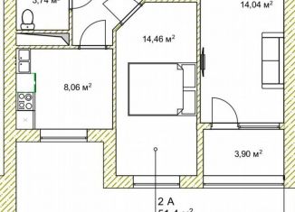 Продается 2-ком. квартира, 52.4 м2, Грозный, улица Хамзата У. Орзамиева, 13/86