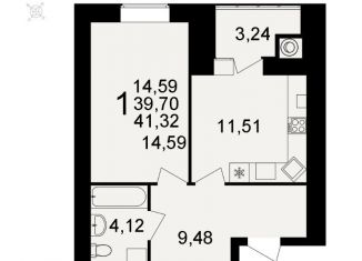 Продажа однокомнатной квартиры, 41.3 м2, Рязань, улица Княжье Поле, 10, ЖК Видный