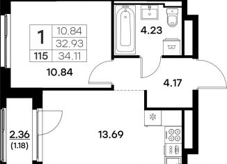 Продажа однокомнатной квартиры, 34.1 м2, Владимирская область, Тракторная улица, 43