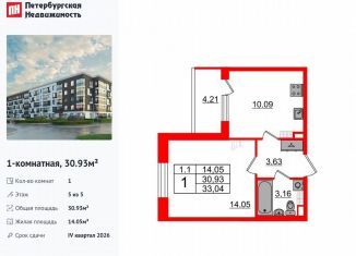 Продаю 1-ком. квартиру, 30.9 м2, Санкт-Петербург, муниципальный округ Пулковский Меридиан