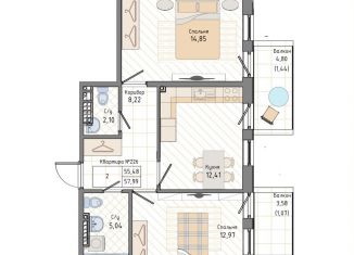 Продажа двухкомнатной квартиры, 57.5 м2, Санкт-Петербург, Петроградский район