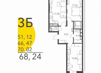 Продажа 2-комнатной квартиры, 68 м2, Домодедово, Лёдовская улица, 31