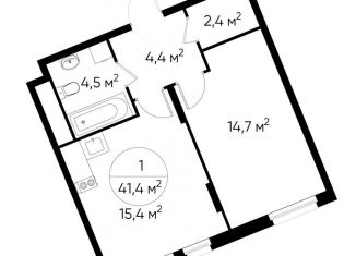 Продам однокомнатную квартиру, 41.4 м2, деревня Рассказовка, деревня Рассказовка, 1