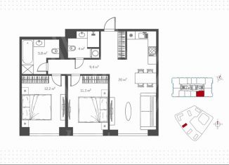 Продается двухкомнатная квартира, 62.7 м2, Москва, район Хорошёво-Мнёвники