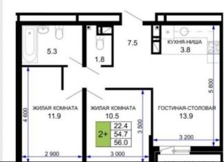 Продажа 2-комнатной квартиры, 56 м2, Краснодар, Прикубанский округ