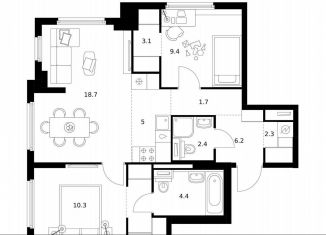 Продается 2-комнатная квартира, 63.5 м2, Москва, САО