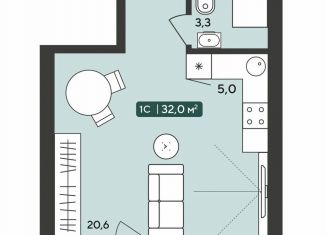 Продаю 1-ком. квартиру, 32 м2, Новосибирская область