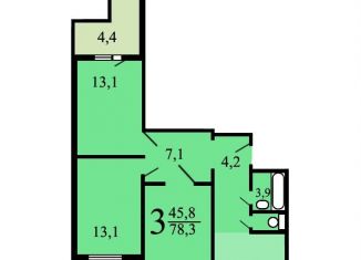 Продажа 3-комнатной квартиры, 76.7 м2, Москва, улица Кедрова, 21к2, ЮЗАО