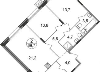 Продажа 2-комнатной квартиры, 69.7 м2, рабочий посёлок Заречье, ЖК Резиденции Сколково