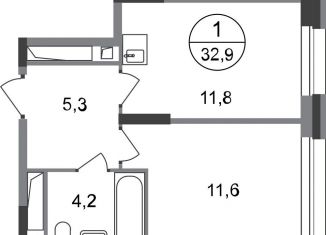 1-ком. квартира на продажу, 32.9 м2, Московский, ЖК Первый Московский