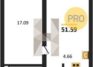 Продается 1-комнатная квартира, 51.6 м2, Новосибирская область, улица Аэропорт, 88