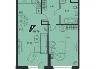 Продаю 1-комнатную квартиру, 46.8 м2, Екатеринбург, улица Громова, 26