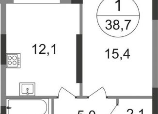 Продаю 1-комнатную квартиру, 38.7 м2, деревня Рассказовка, 2-я Боровская улица, 1