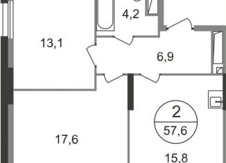 Продается 2-ком. квартира, 57.6 м2, Московский, ЖК Первый Московский, 9-я фаза, к2