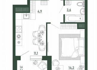 Продается 1-ком. квартира, 35.3 м2, Воронежская область