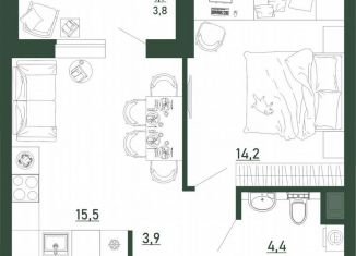 Продажа 1-комнатной квартиры, 39.9 м2, Воронеж, Железнодорожный район