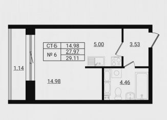 Продаю квартиру студию, 29.3 м2, деревня Разбегаево