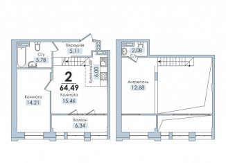 Продажа 2-ком. квартиры, 64.5 м2, Челябинск, Тракторозаводский район, Артиллерийская улица, 93