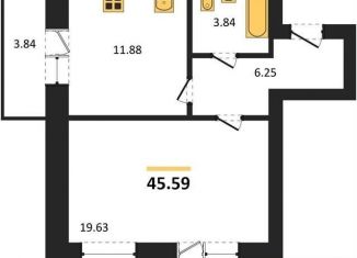 Однокомнатная квартира на продажу, 45.6 м2, Воронежская область