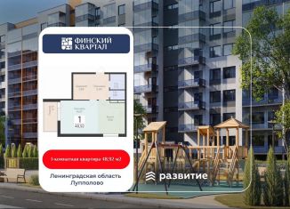 Продается 1-комнатная квартира, 48.9 м2, деревня Лупполово, Деревенская улица, 21, ЖК Финские Кварталы