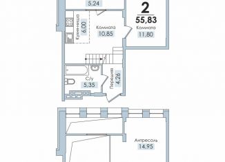 Продается 2-ком. квартира, 56.2 м2, Челябинск, Тракторозаводский район, Артиллерийская улица, 93