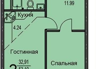 Продажа 2-комнатной квартиры, 53.1 м2, Воронеж, улица Суворова, 122В, ЖК Берег