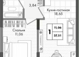 Продам однокомнатную квартиру, 37.5 м2, Краснодар