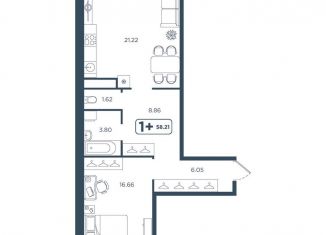 Продам 1-комнатную квартиру, 58.2 м2, Тюмень, Центральный округ, улица Голышева, 8А