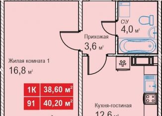 Продается 1-ком. квартира, 38.6 м2, Нижний Новгород, жилой комплекс Торпедо, 4