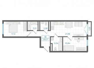 Продается 2-ком. квартира, 58.1 м2, Екатеринбург, Ленинский район