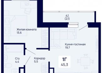 Продажа однокомнатной квартиры, 45.3 м2, Екатеринбург, метро Динамо