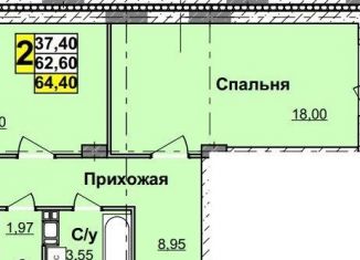 Продается 2-комнатная квартира, 64.4 м2, Нижний Новгород, ЖК Облака