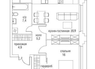 Продажа двухкомнатной квартиры, 58.8 м2, Москва, Верхняя улица, 22, ЖК Оливковый Дом