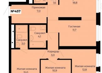 Трехкомнатная квартира на продажу, 93.2 м2, Екатеринбург, ЖК Ольховский Парк