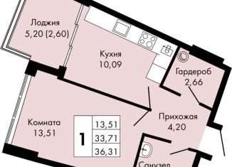 1-комнатная квартира на продажу, 36.3 м2, поселок городского типа Массандра, улица 16 Апреля 1944 года, 17