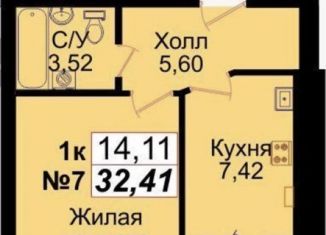 Продам однокомнатную квартиру, 32.4 м2, Калининград, ЖК Янтарный