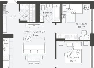 2-комнатная квартира на продажу, 53.3 м2, Тюмень, улица Алексея Сергиенко, 9, ЖК Скандиа Квартал у Озера